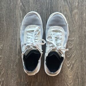 Men's White and Light Gray Casual Mesh Sneakers